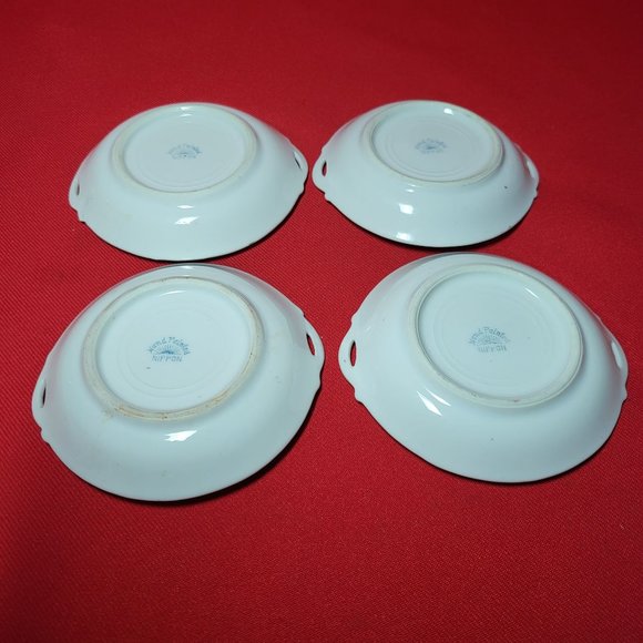 Vintage Nippon Hand Painted Miniature Plates Butter Dish Set of 4 - Picture 6 of 13